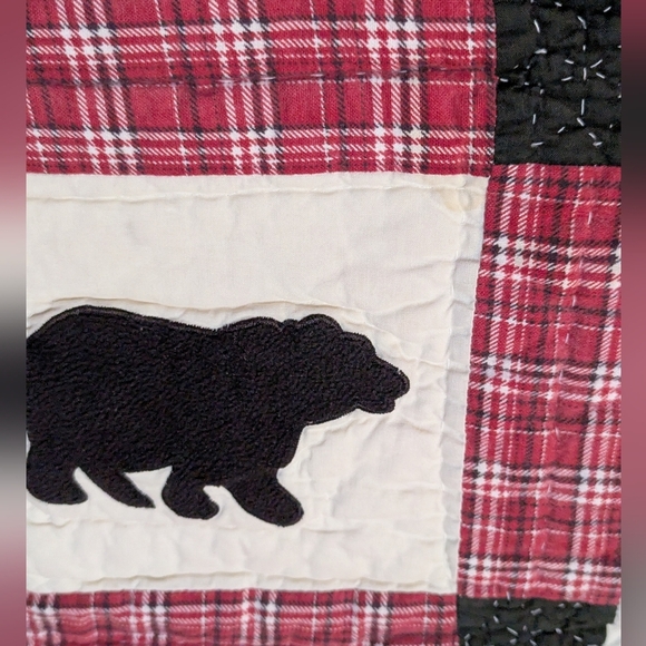 Woolrich Quilt Covers Bear Patchwork Twin Cabin Cottagecore - Picture 6 of 8
